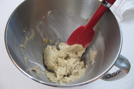 scraping butter sugar mixture