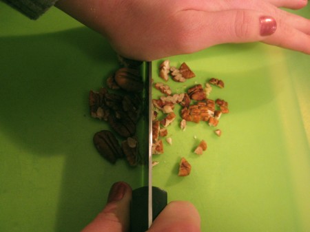 Chopping the pecans