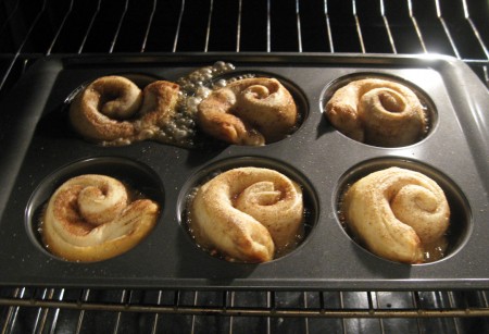 Cinnamon rolls baking