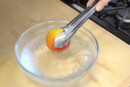 peach in ice water
