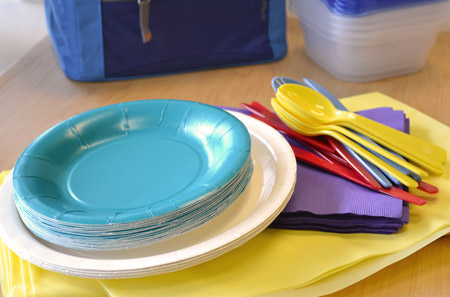 paper plates and utensils