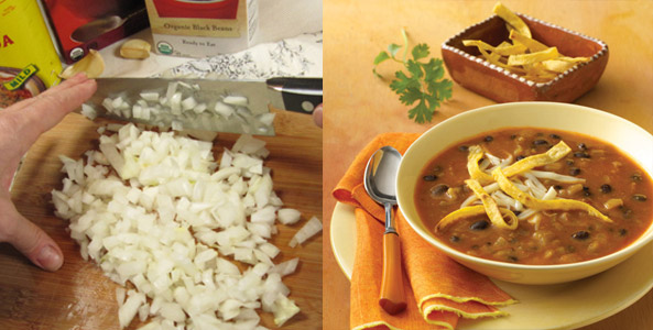 tortilla, soup, chopping onion