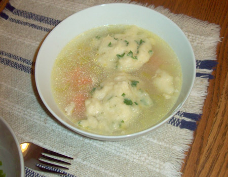 chicken dumpling, soup, bowl