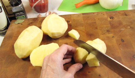 potato, cut, knife