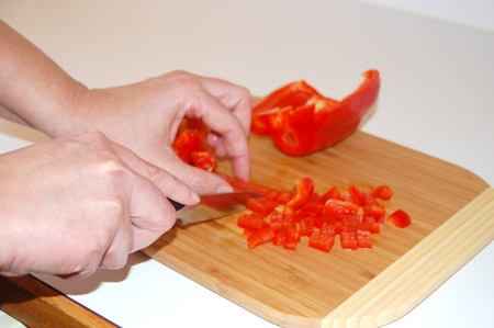 chop, red pepper, knife
