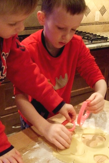 Boys Using Heart Cookie Cutters