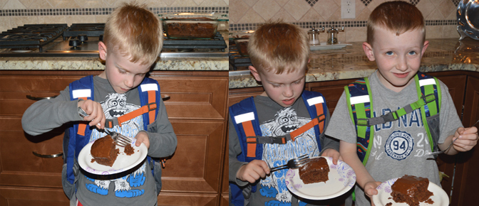 Boys Eating Cake