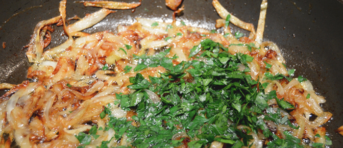 Adding Parsley to Onions
