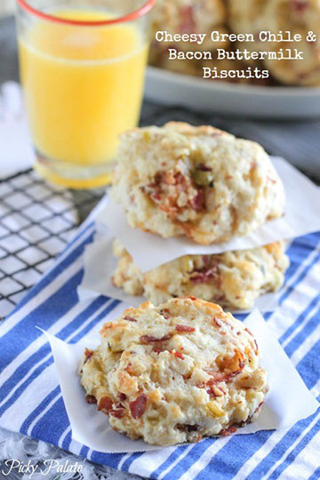 Cheesy Green Chili & Bacon Buttermilk Biscuits