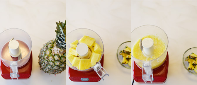 Blending Pineapple in Food Processor