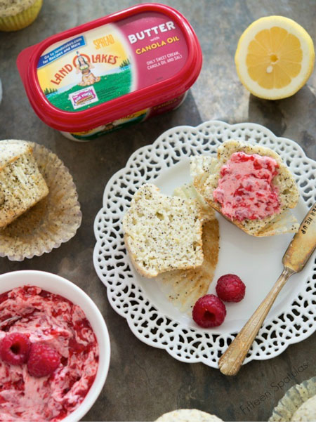 Poppy Seed Muffins with Raspberry Butter