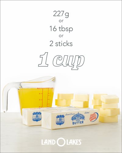How to Measure Butter - 1 cup equals 2 sticks