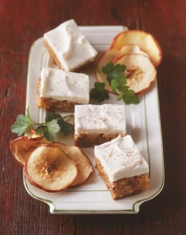 frosted apple cinnamon bars on plate