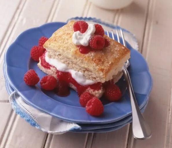 Raspberry shortcake on plate