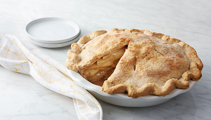 apple pie in domed pie crust