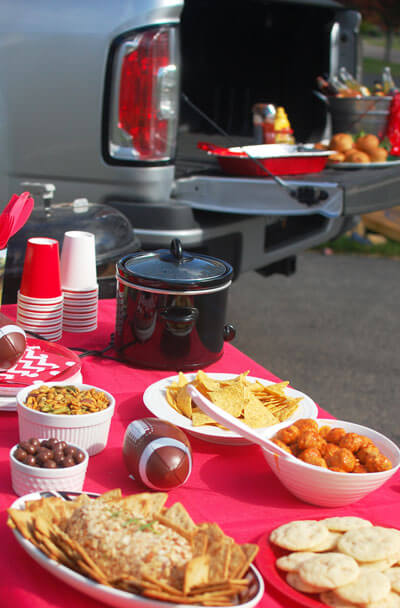 tailgating at home table spread