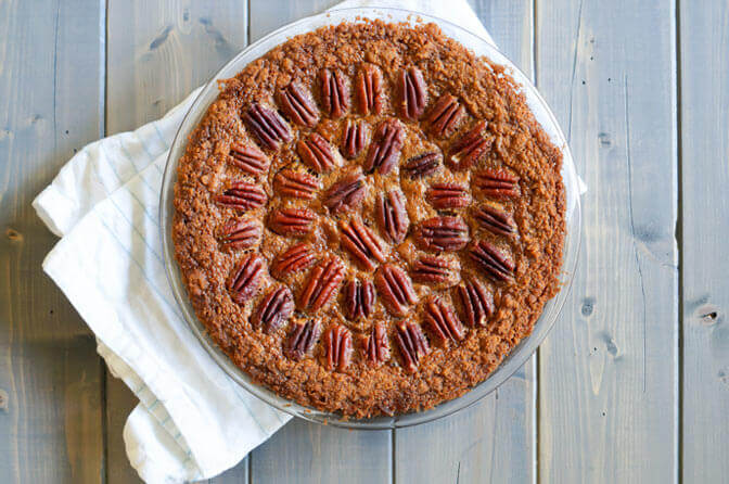 Butterscotch Pecan Pie with a Cookie Crust