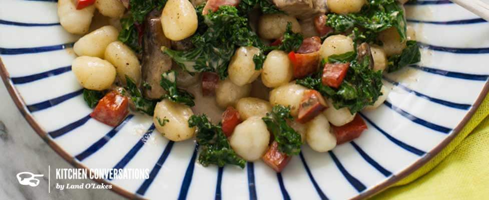 Gnocchi with Brown Butter Cream Sauce & Kale