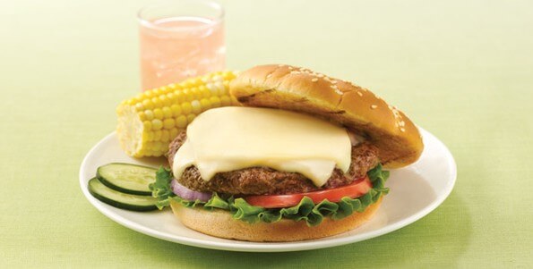 Burger with corn on the cob