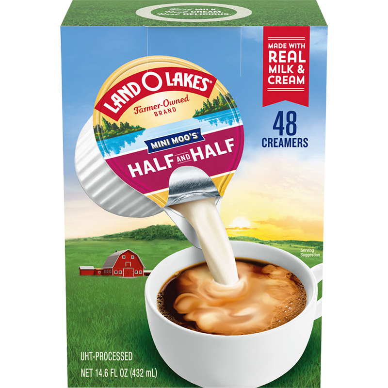 Land O Lakes Mini Moos Creamer Half & Half Cups 192Count 54 Fl Oz (Pack May  Vary), Individual Shelf-Stable Half & Half Pods for Coffee Tea Hot